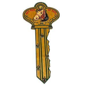 Vintage Key-per Of Keys Wooden Key Shaped Wall Hanging Horse Decor